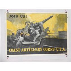  American WWI Poster, "Join Us!  Coast Artillery 