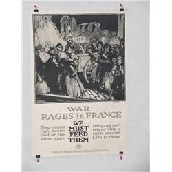  American WWI Poster, "War Rages in France We Mus