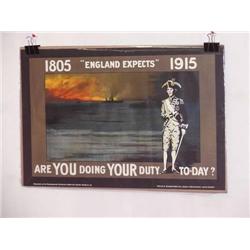  British WWI Poster, "1805 "England Expects" 1915