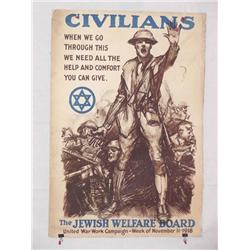  American WWI Poster, "Civilians etc. The Jewish 