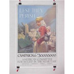  American WWI Poster, "Lest They Perish Campaign 