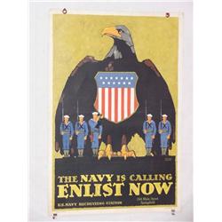  American WWI Poster, "The Navy is Calling Enlist