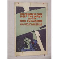 American WWI Poster, "You, Wireless Fans, Help t