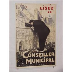  French WWI Poster, "Lisez Le Conseiller Municipa