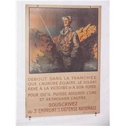  French WWI Poster, "Debout Dans La Tranchee Que 