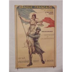  French WWI Poster, "Banque Francaise etc. Et La 