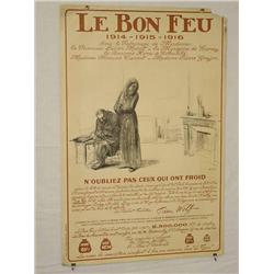  French WWI Poster, "Le Bon Feu etc. N'oubliez Pa