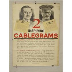  American WWI Poster, "2 Inspiring Cablegrams etc