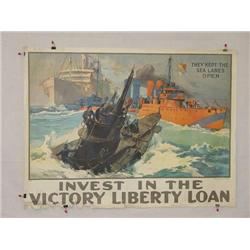  American WWI Poster, "They Kept the Sea Lanes Op