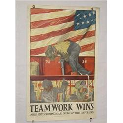  American WWI Poster, "Teamwork Wins (United Stat