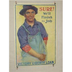  American WWI Poster, "Sure!  We'll Finish the Jo