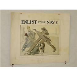  American WWI Poster, "Enlist in the Navy etc.", 