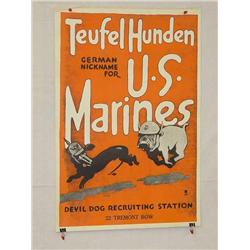  American WWI Poster, "Teufel Hunden German Nickn
