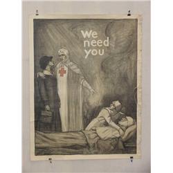  American WWI Poster, "We Need You (American Red 