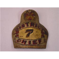 EARLY 6in.  LEATHER HANDPAINTED FIRE HELMET FRONT