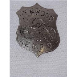 SMALL SHIELD SHAPED HAND STAMPED BREAST BADGE W/ 