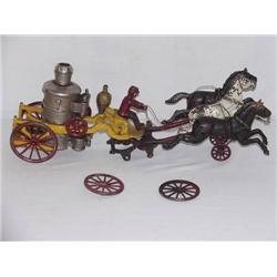 20in.  HUBLEY CAST IRON 3 HORSE DRAWN FIRE STEAM 
