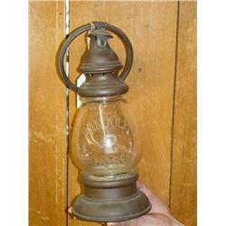 12 1/2in.  (PLUS HANDLE) FIXED GLOBE BRASS LANTER