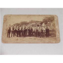 SM. ALBUMIN PHOTOGRAPH OF 17 FIREMEN IN PARADE UN