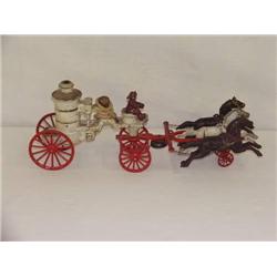 20in.  HUBLEY CAST IRON HORSE DRAWN STEAMER W/ DR