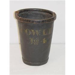 11 1/2in.  BLACK PAINTED LEATHER FIRE BUCKET-A. C