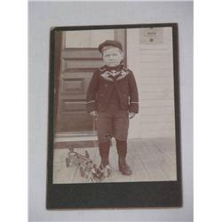 CABINET PHOTO OF CHILD W/ HORSE DRAWN LADDER WAGO