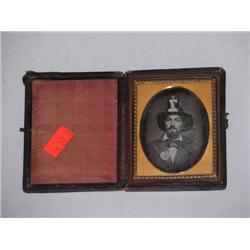 1/6 PLATE DAGUERREOTYPE OF BUST OF FIREMAN W/ HEL