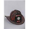Image 1 : CAIRNS RED LEATHER FIRE HELMET  - SHEFFIELD VFD O