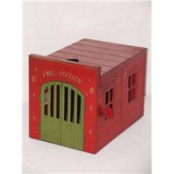 13 1/4in.  KINGSBURY PRESSED STEEL FIRE STATION W