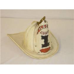 WILSON WHITE LEATHER HIGH EAGLE FIRE HELMET W/ RU