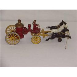 13in.  CAST IRON 3 HORSE DRAWN FIRE STEAMER (1950