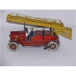 GERMAN TIN LITHO LADDER WAGON (JDN 1614) WIND-UP 