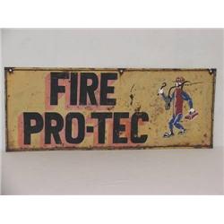 PAINTED TIN FIRE PRO-TEC SIGN (15in.  X 38in. ) -