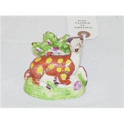  2 1/2 EARLY STAFFORDSHIRE RECUMBENT DEER FIGURE 