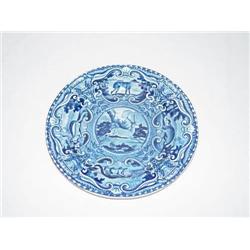  7 1/2 DARK BLUE STAFFORDSHIRE QUADRUPEDS PLATE B