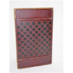  19TH CENT. PAINTED GAMEBOARD W/ TRAYS IN OLD BUR