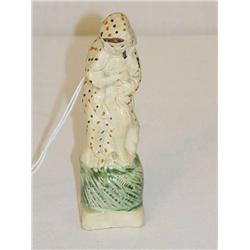  5 3/4 PRATTWARE FIGURE OF YOUNG LADY IN SPOTTED 