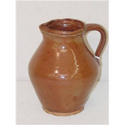  8 EARLY MAINE REDWARE HANDLED PITCHER W/ NICE LI