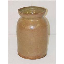  8 1/2 EARLY MAINE REDWARE JAR W/ GREAT LIGHT GRE