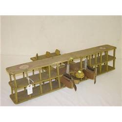  20TH CENT. WWI PAINTED FOLK ART BI-PLANE W/ WOOD