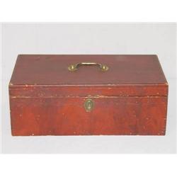  19TH CENT. GRAIN PAINTED FLAT TOP DOCUMENT BOX W