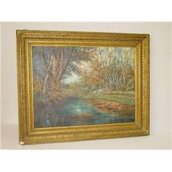  LARGE 20TH CENT. OIL ON CANVAS OF COUNTRY ROAD W