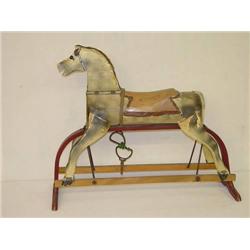  EARLY 20TH CENT. PAINTED ROCKING HORSE ON GLIDER