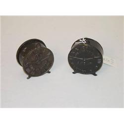  (2) CAST IRON CLOCK STILL BANKS: TIME IS MONEY &