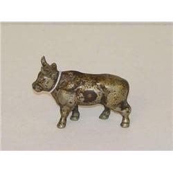  5 NICKEL PLATED CAST IRON ANGUS BULL STILL BANK 