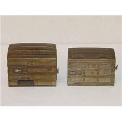  (2) CAST IRON TRUNK FORM REGISTERING BANKS: DIME