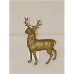  4 1/2 CAST IRON STAG STILL BANK W/ GOLD PAINT - 