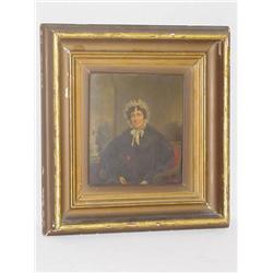  EARLY 19TH CENT. OIL ON BOARD OF LADY IN RUFFLED