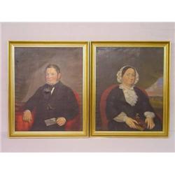  PR. 19TH CENT. OIL ON CANVAS PORTRAITS OF COUPLE