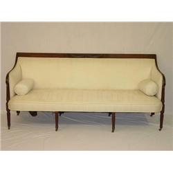  FINE SHERATON STYLE MAHOGANY SOFA W/ REEDED LEGS